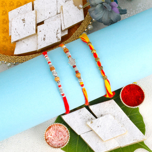 Three Rakhi Set with Kaju Katli Sweet - For UK