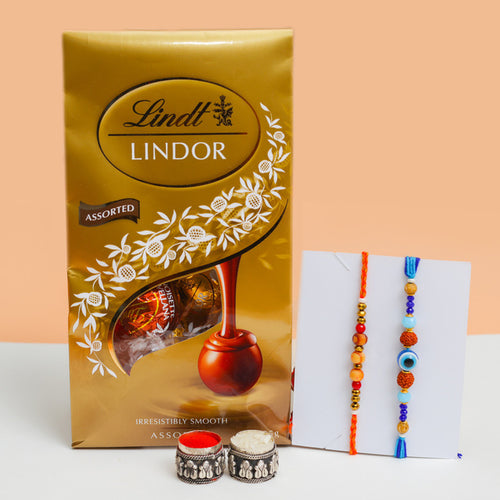 Set of 2 Elegant Rakhi With Chocolate - For New Zealand